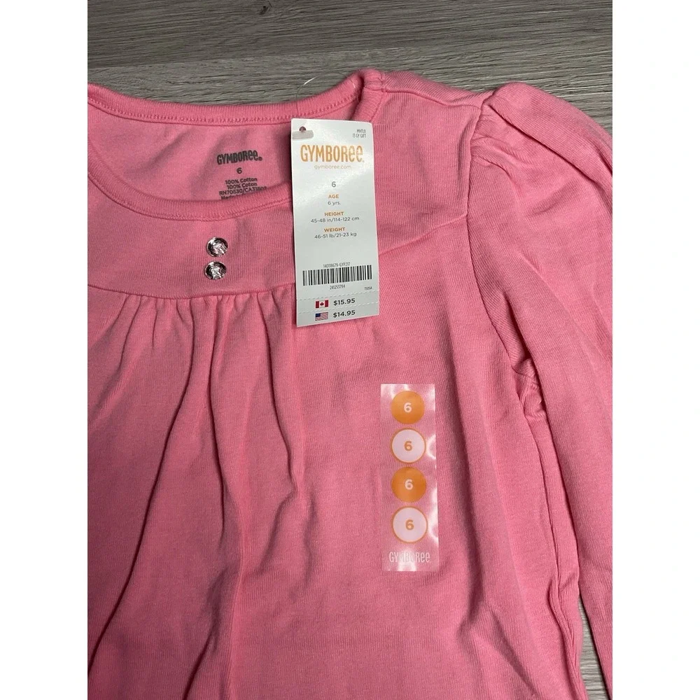 GYMBOREE STAR OF THE SHOW HONEYSUCKLE PINK BASIC‎ L/S TEE SIZE 6 NWT